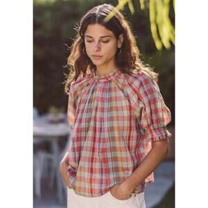 Trovata Birds of Paradis Sheila Blouse Plaid size XS